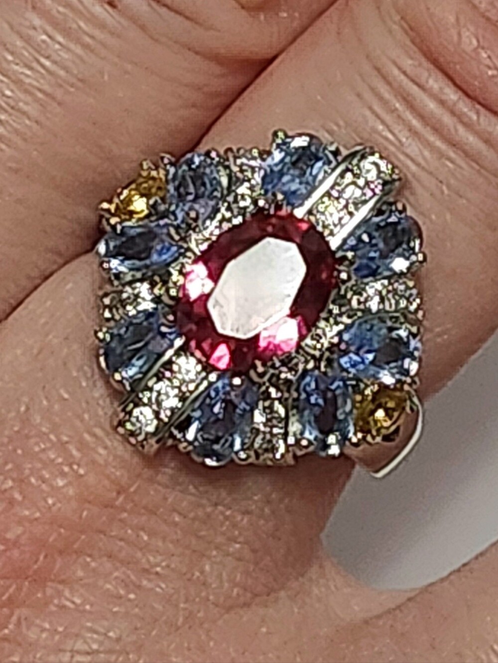 2.70 cttw Pink Topaz Tanzanite Citrine Multistone Sterling Silver Ring size 6.5 - Picture 4 of 10